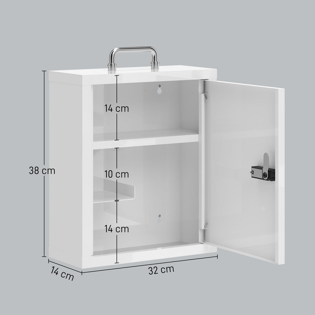 MEDIZINSCHRANK Kaltgewalzter Stahl Weiß - Weiß, Metall (14/38/32cm) - HOMCOM