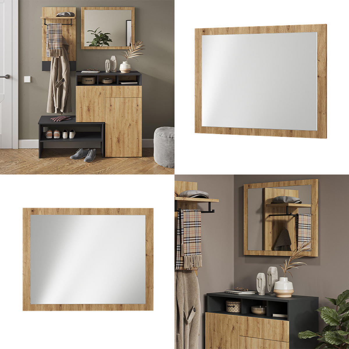 NÁSTENNÉ ZRKADLO Selena Remeselný dub - dub artisan, kompozitné drevo (70/55/2cm) - Vicco