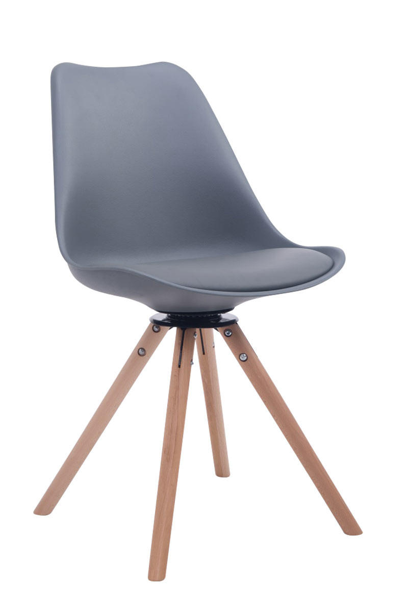 BESUCHERSTUHL Perth Kunstleder Grau Rund Konferenzstuhl Bürostuhl - Grau, Leder (48/84/56cm) - DELUKE