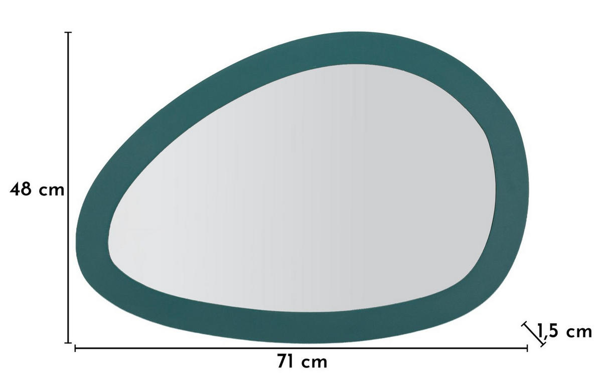WANDSPIEGEL Saturno, petrolfarben, Eisen, MDF und Spiegelglas, 71 x 1,5 x 48 cm - Petrol, Glas/Holzwerkstoff (71/48/1.5cm) - Mauro Ferretti
