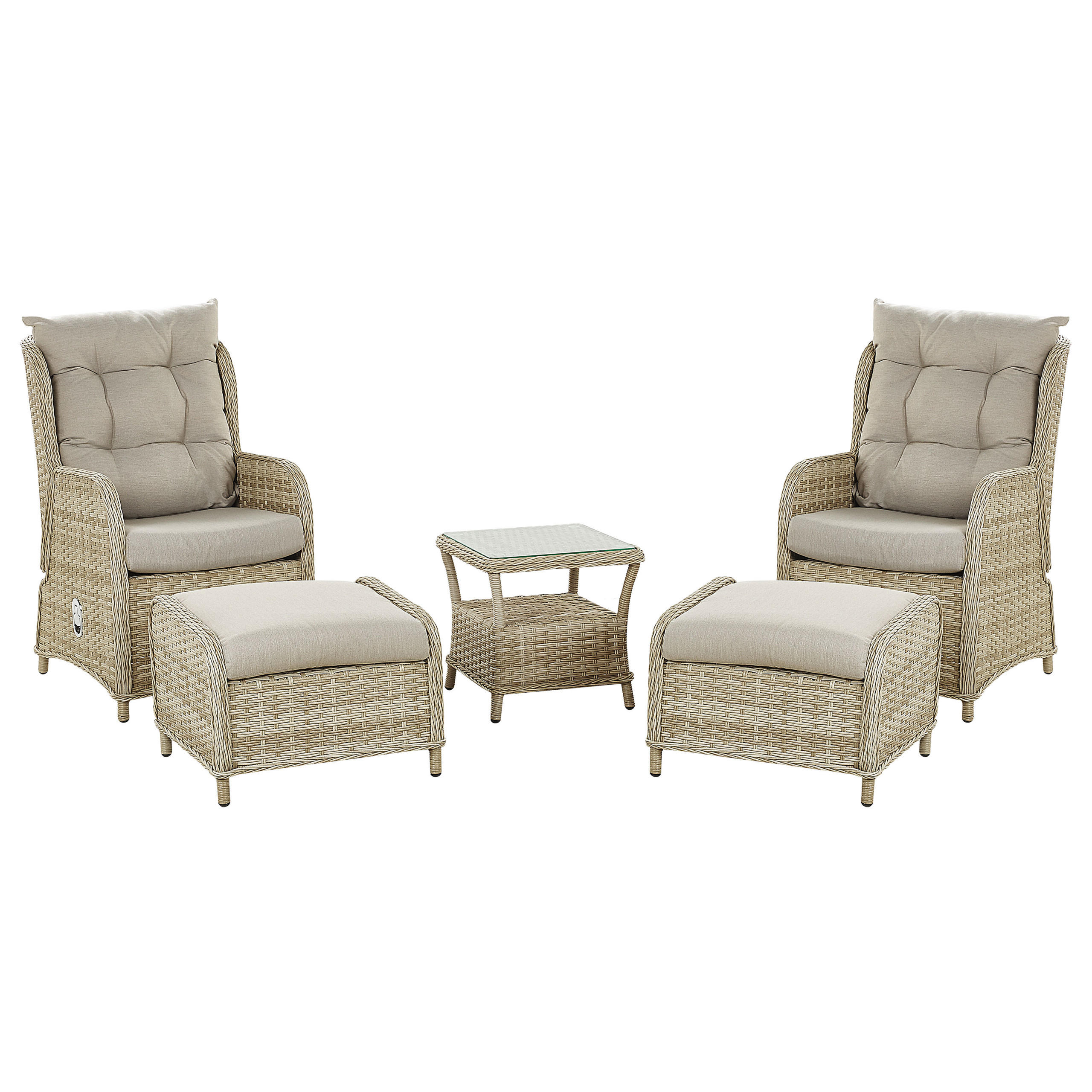 LOUNGE-SET 2-Sitzer beige Ponza - Beige, Kunststoff - Beliani