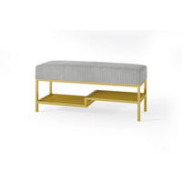 SITZBANK Mello 80 Grau, Goldfarbene Beine, Cordstoff Bank mit Ablage - Goldfarben/Grau, Holzwerkstoff/Textil (80/45/35cm) - Bettso