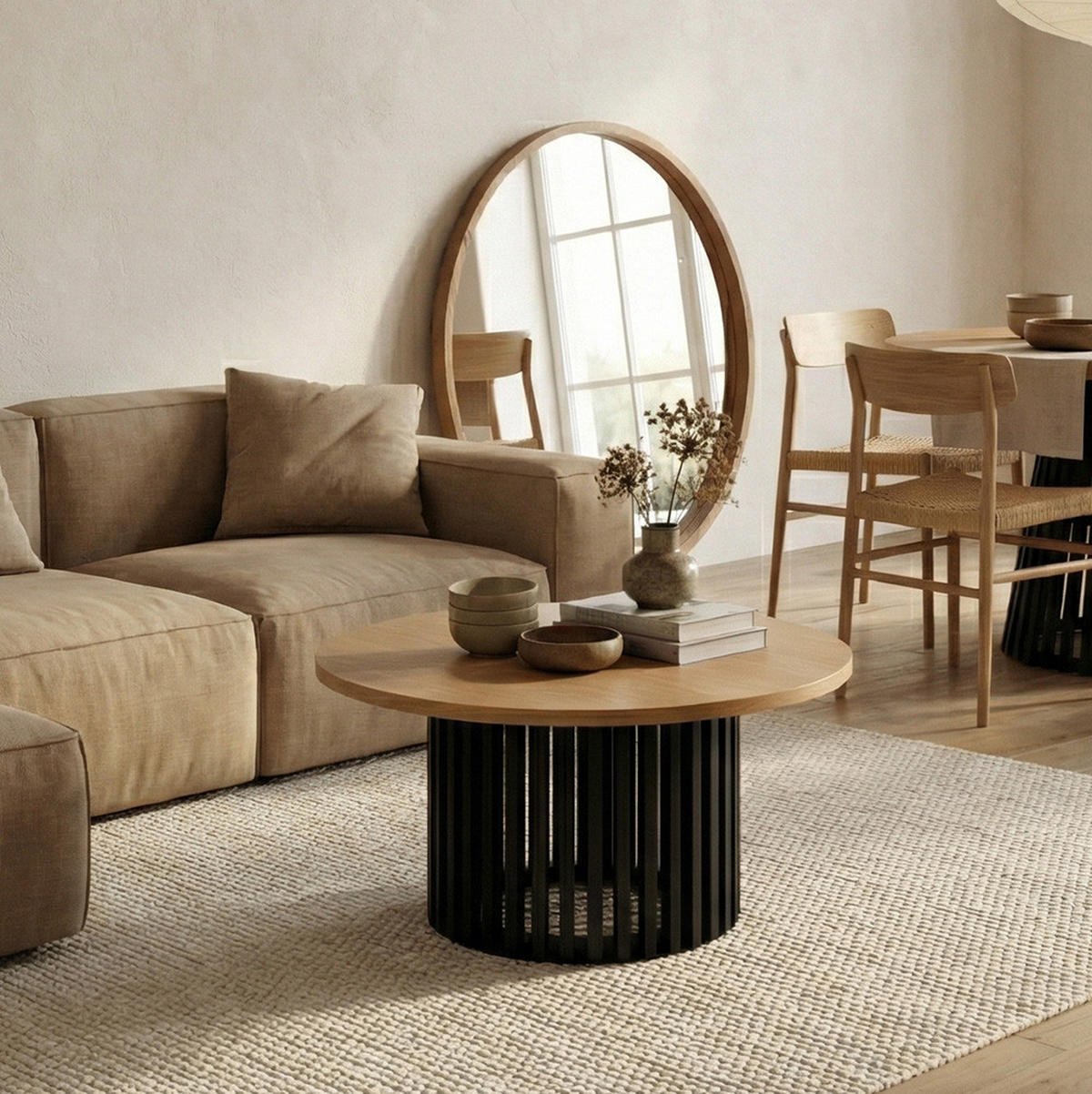 COUCHTISCH DOVER, 60 cm, minimalistisch und zeitlos, Eiche Lefkas/Weiß - Dunkelbraun/Weiß, Holz (60/60/40cm) - Dekori_Interiors