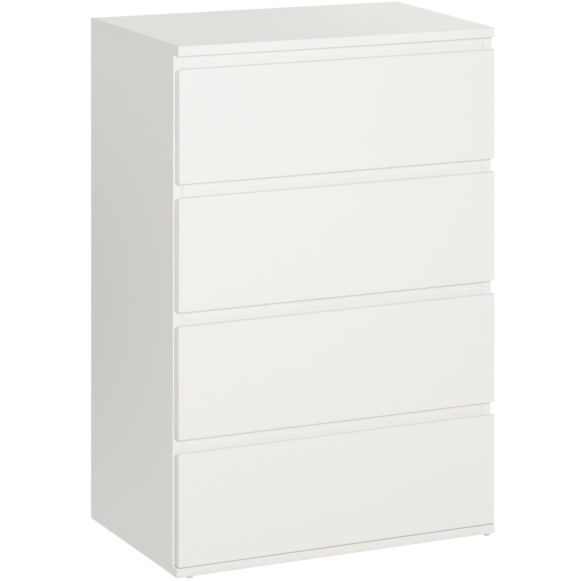 KOMMODE 55/33/80 cm mit 4 Schubladen und Soft-Close – grifflos in Weiß - Weiß, Holzwerkstoff (55/80/33cm) - BEAOK