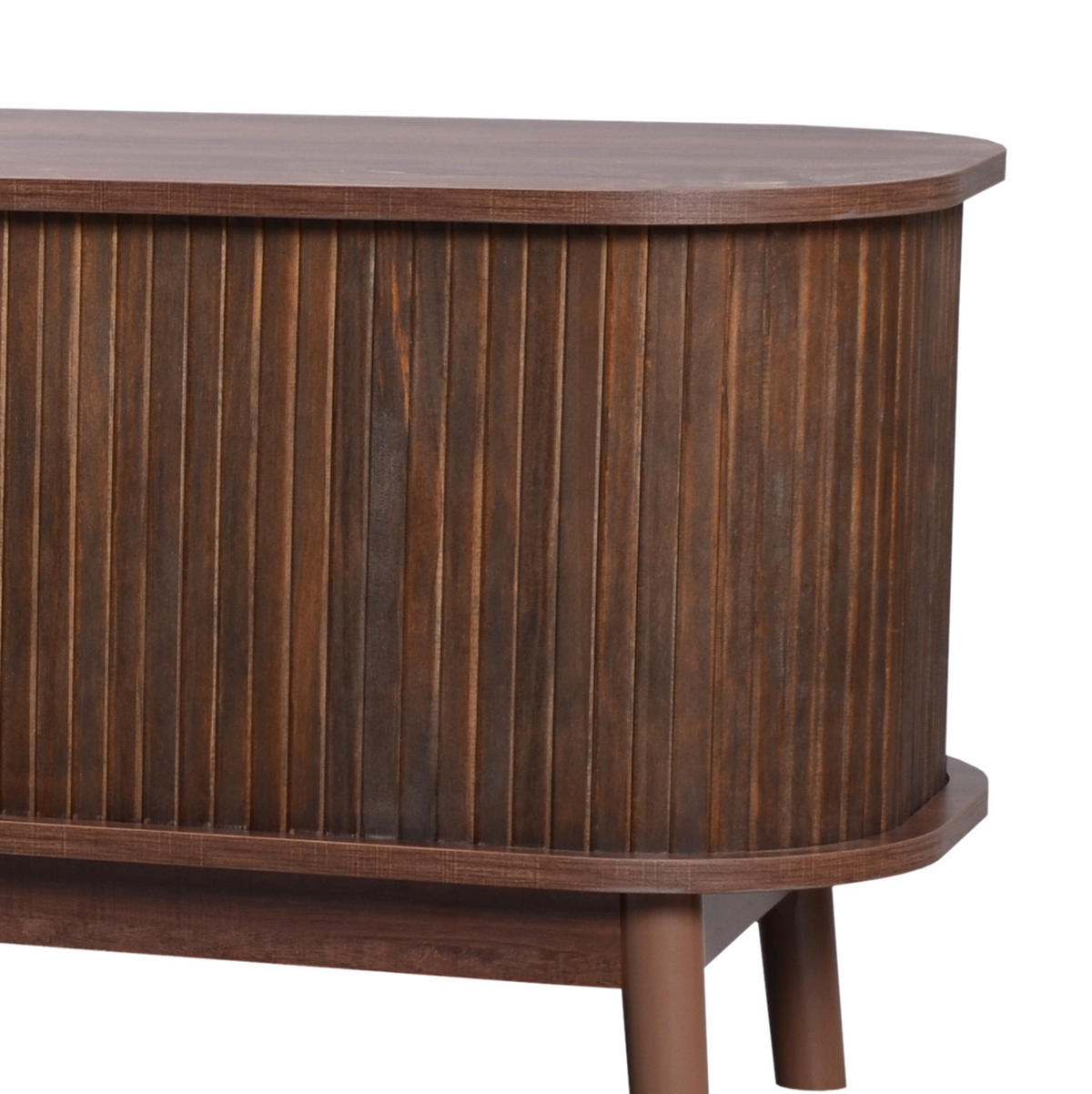 TV-SCHRANK Landhausstil Rattan-Front & Holztüren - Walnussfarben, Naturmaterialien/Holzwerkstoff (170/46/39.5cm) - Urban Meuble