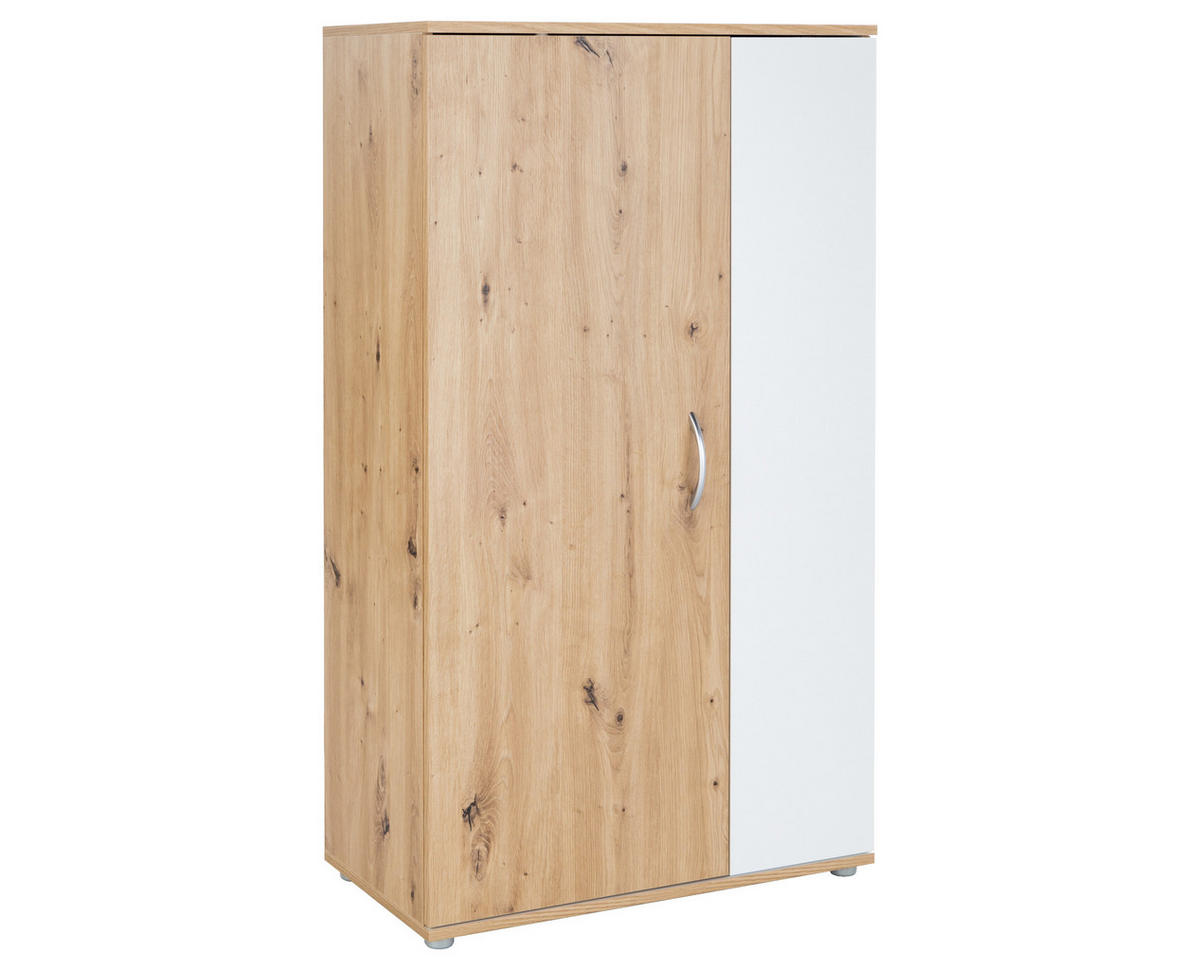 MEHRZWECKSCHRANK 70/121/35 cm Weiß Artisan Oak - Silberfarben/Eiche Artisan, Holzwerkstoff/Kunststoff (70/121/35cm) - arthur berndt
