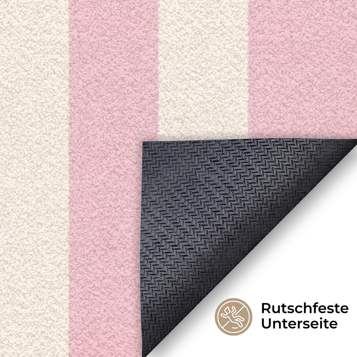 FUSSMATTE Hola - Zitat - Streifen - Pastell - Rosa - Rot - Weiß Schmutzfangmatte 180x120 cm - Rosa, Kunststoff (180/120cm) - MuchoWow