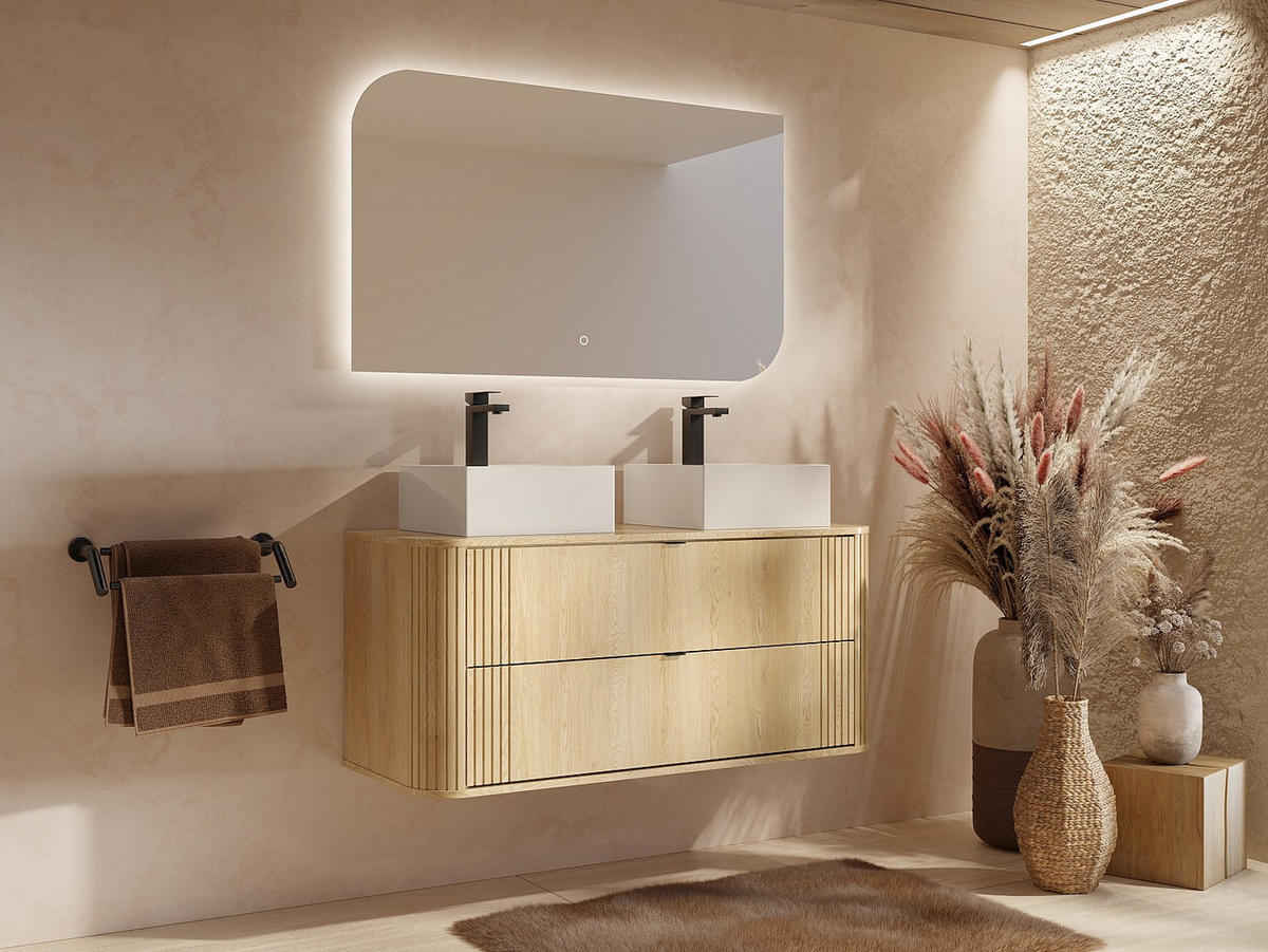 WASCHBECKENUNTERSCHRANK - 120 cm x 46 cm - holz - naturfarben hell Filor - Naturfarben, Holz (120/57/46cm) - Vente-Unique
