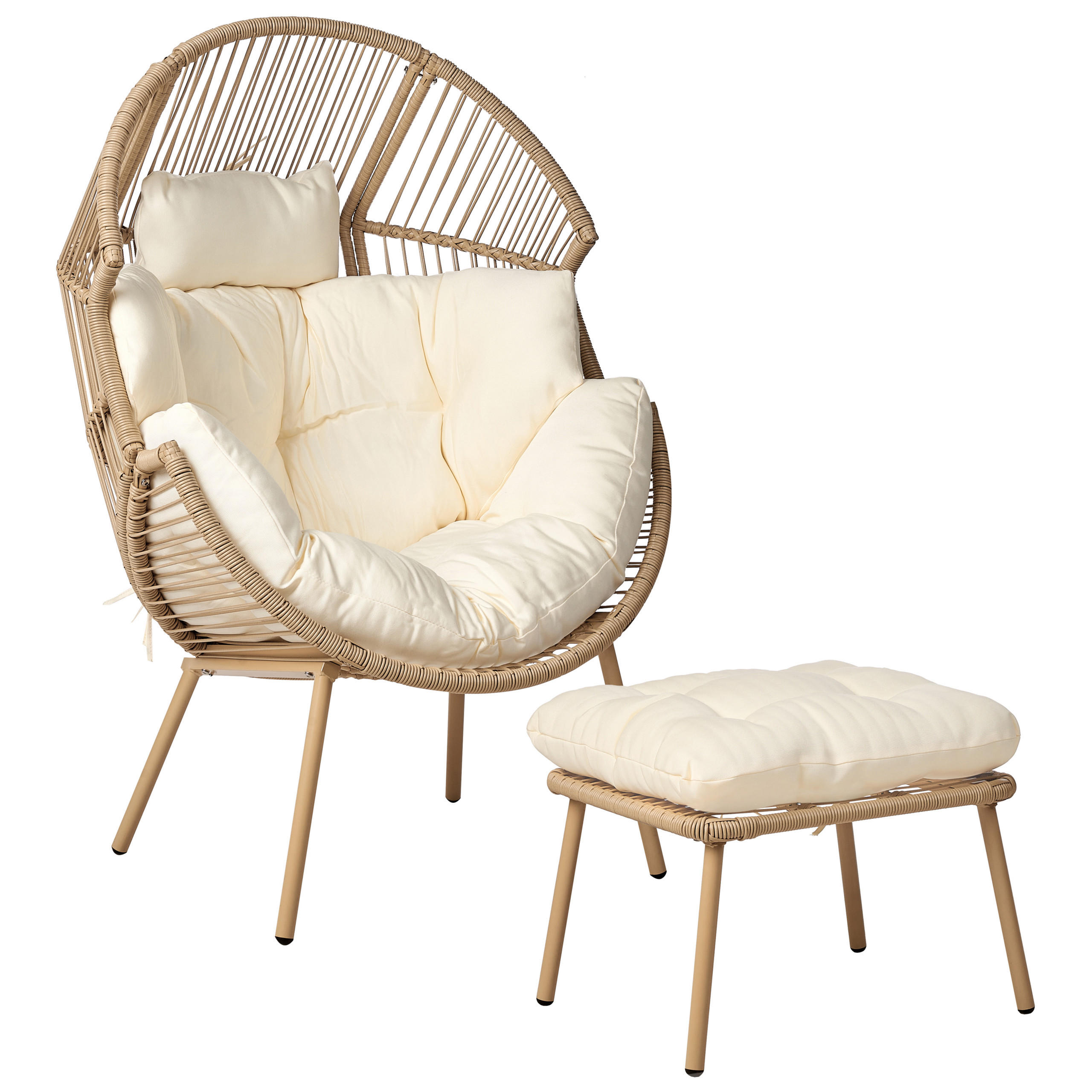 GARTENSTUHL Beige Murano - Beige/Naturfarben, Kunststoff (89/130/93cm) - Beliani