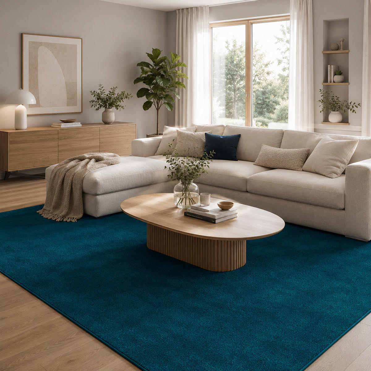 HOCHFLOR VELOURS TEPPICH LUNA - Petrol, Textil (200/250cm) - Snapstyle