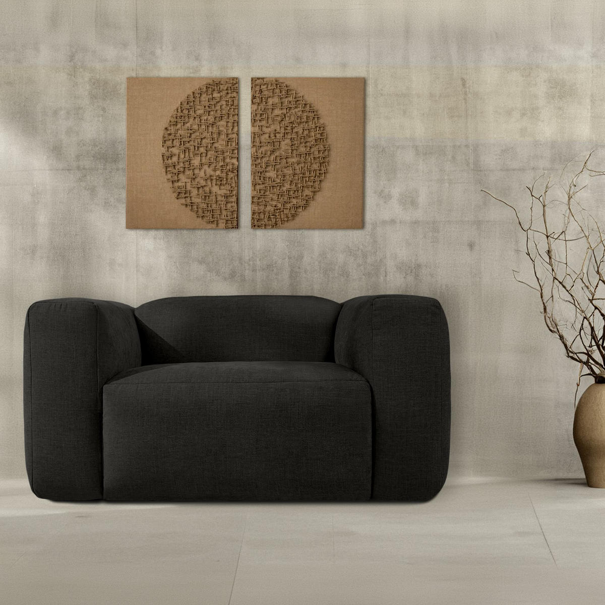 SESSEL BUFFO , Graphit - Graphitfarben, Textil (130/73/96cm) - KONSIMO®