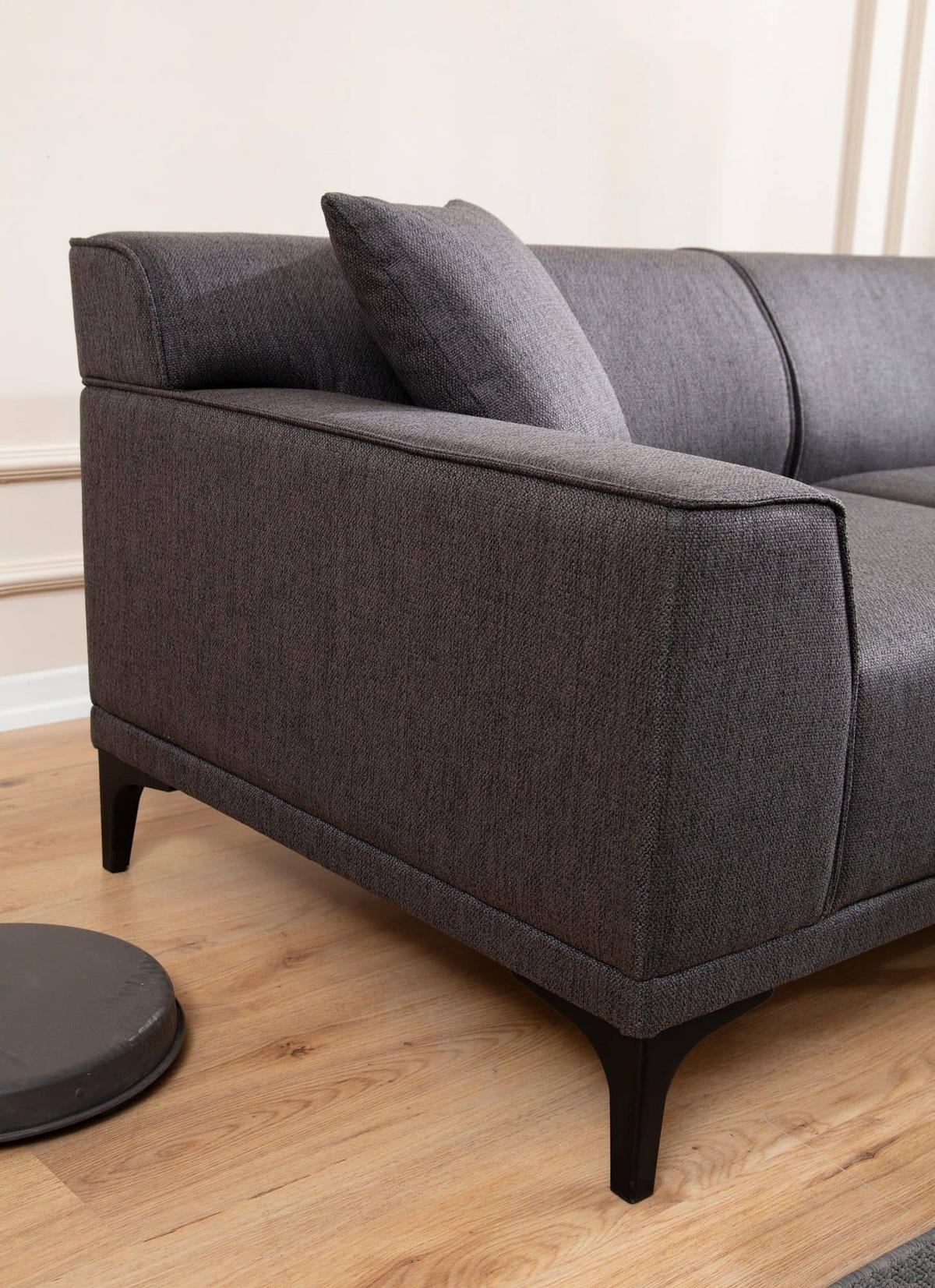 ECKSOFA modern inklusive Zierkissen - Anthrazit/Schwarz, Holz/Kunststoff (145/250cm) - myHomelando