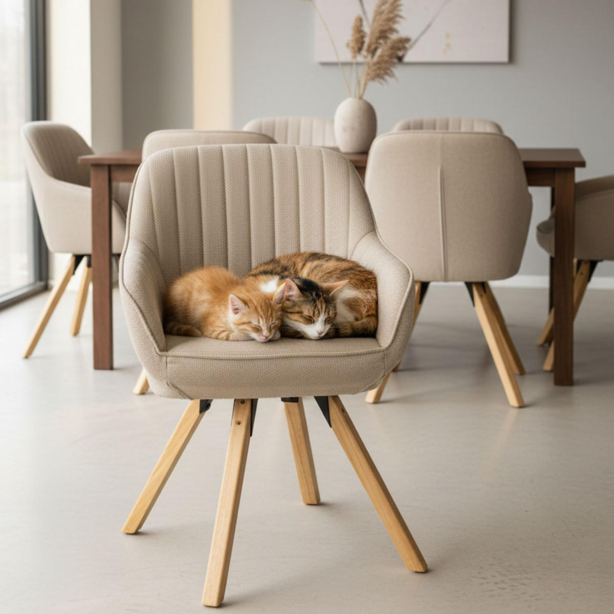 ESSZIMMERSTUHL Matera FSC® 2er-Set - Beige/Schwarz, Naturmaterialien/Textil (59/84/61cm) - Mr. Deko