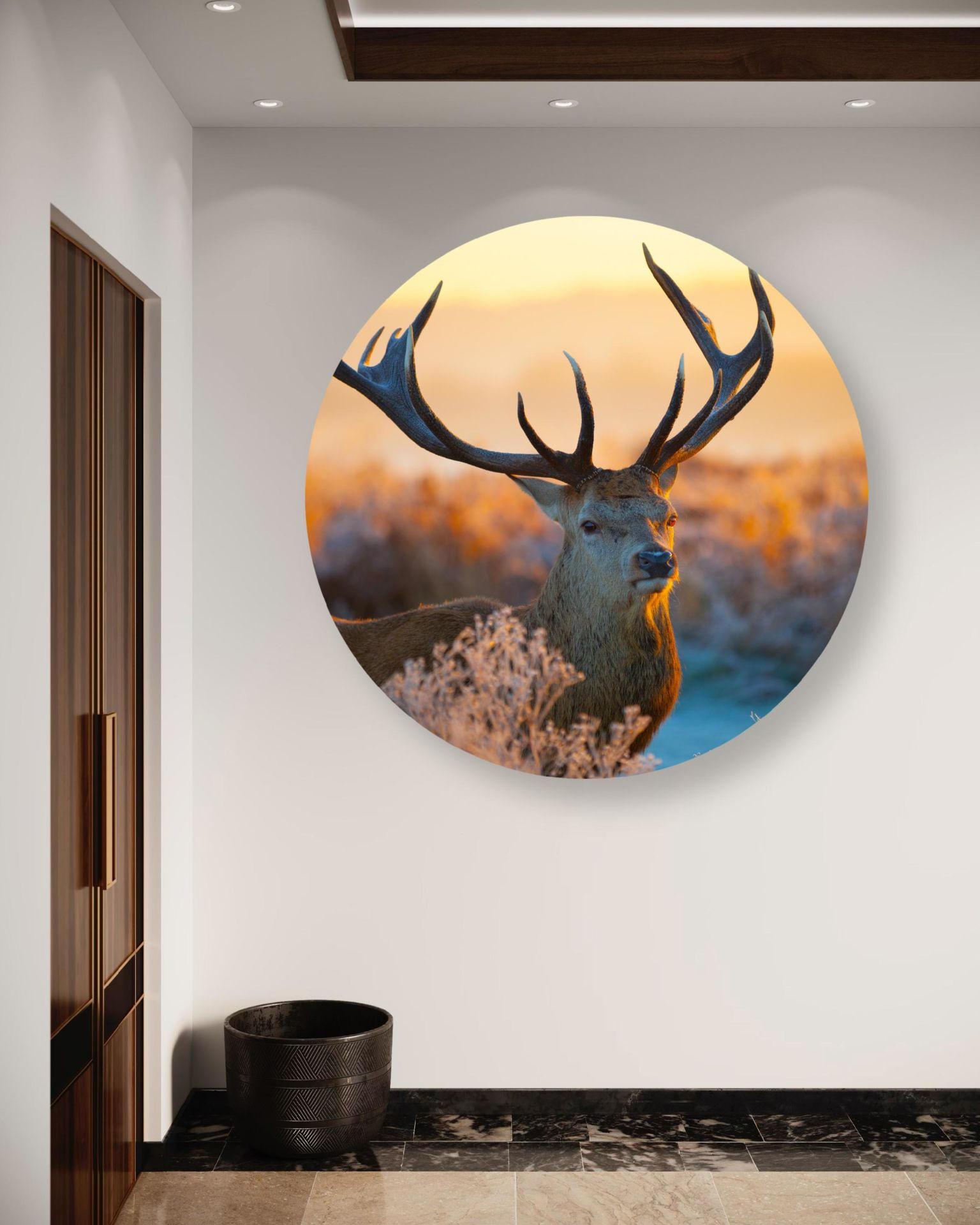 RUNDES BILD Braun 60/60 cm - Gelb/Braun, Textil (60/60cm) - KUNSTLOFT