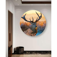 RUNDES BILD Braun 60/60 cm - Gelb/Braun, Textil (60/60cm) - KUNSTLOFT
