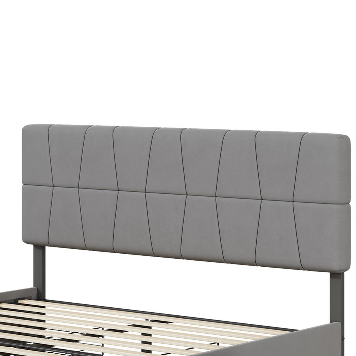 BETT 160/200 cm, mit 4 Schubladen, Samtstoff, modernes Design, Erwachsenenbett, Grau - Grau, Textil (160/200cm) - Waldena