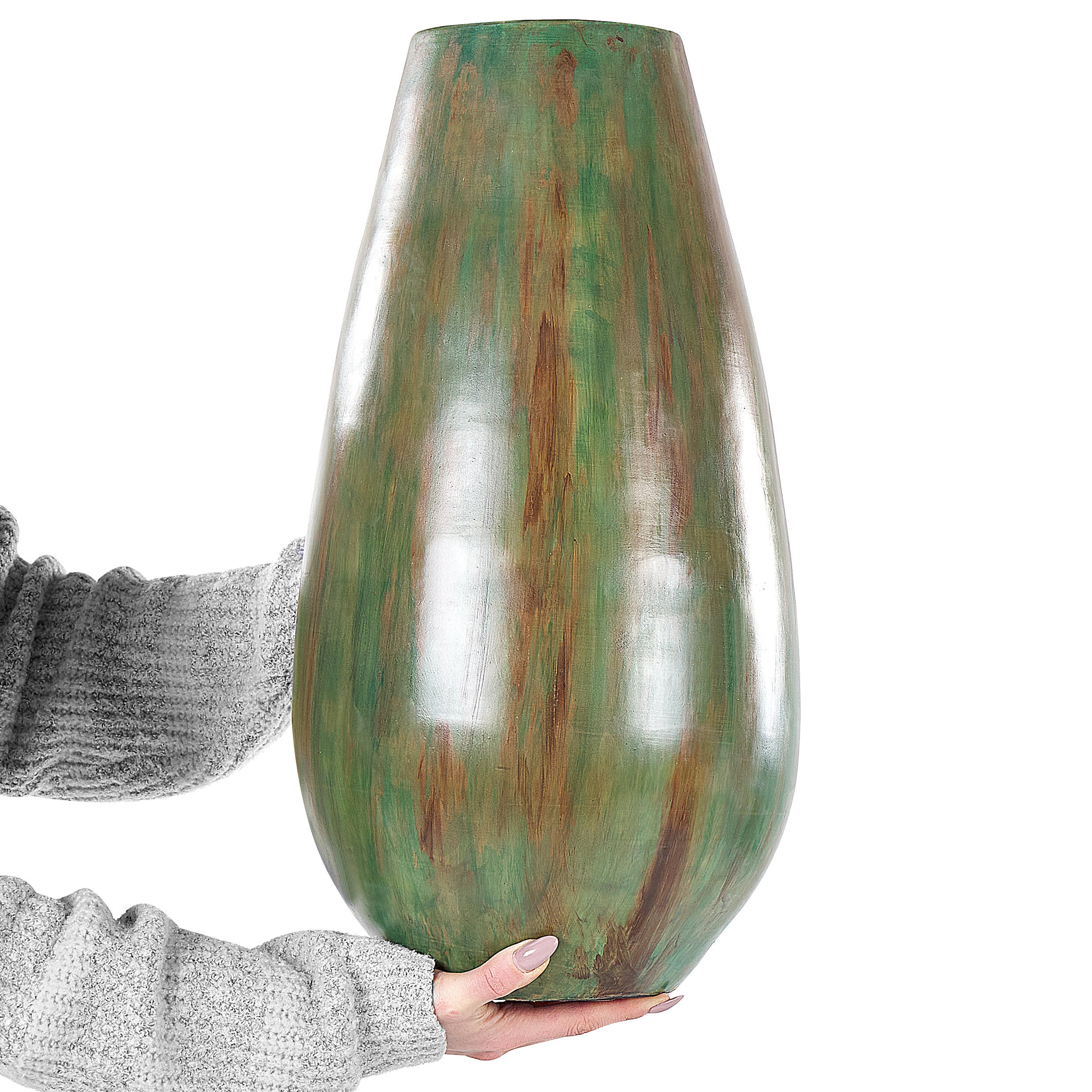 DEKOVASE Terrakotta grün Amfisa - Grün, Stein (50cm) - Beliani