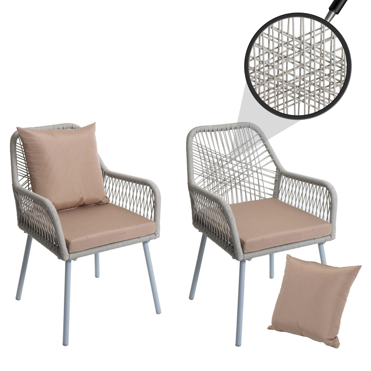 GARTENSTUHL Grau, Taupe - Taupe/Grau, Textil (54/81/62cm) - MCW