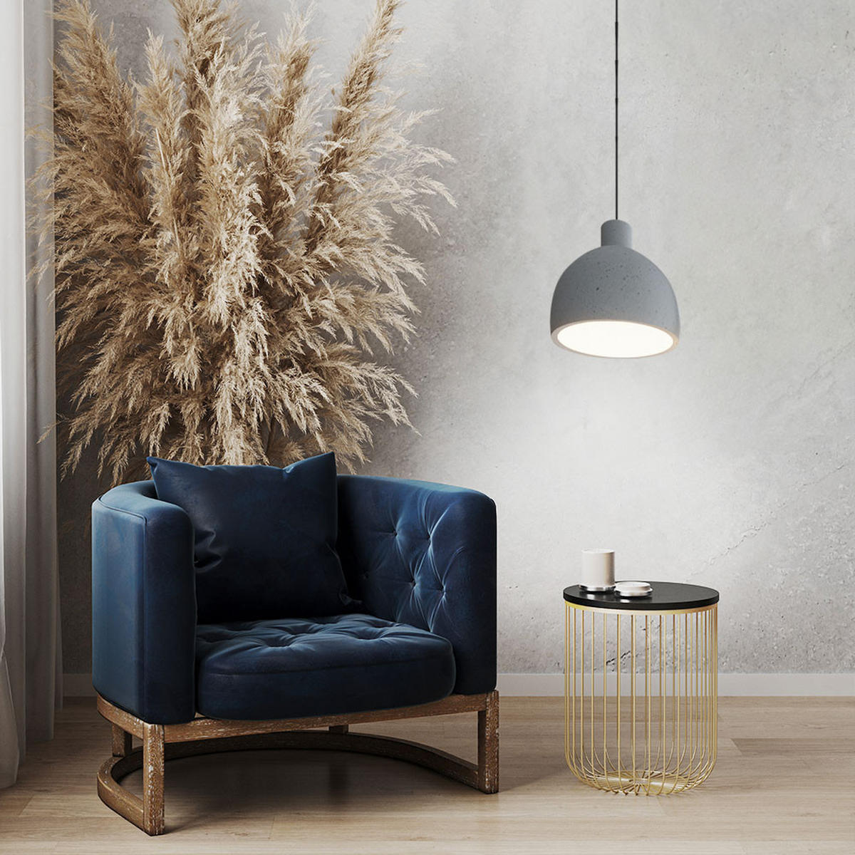 LED HÄNGELEUCHTE Beton Weiß Kuppel - Weiß, Stein (28/28/100cm)