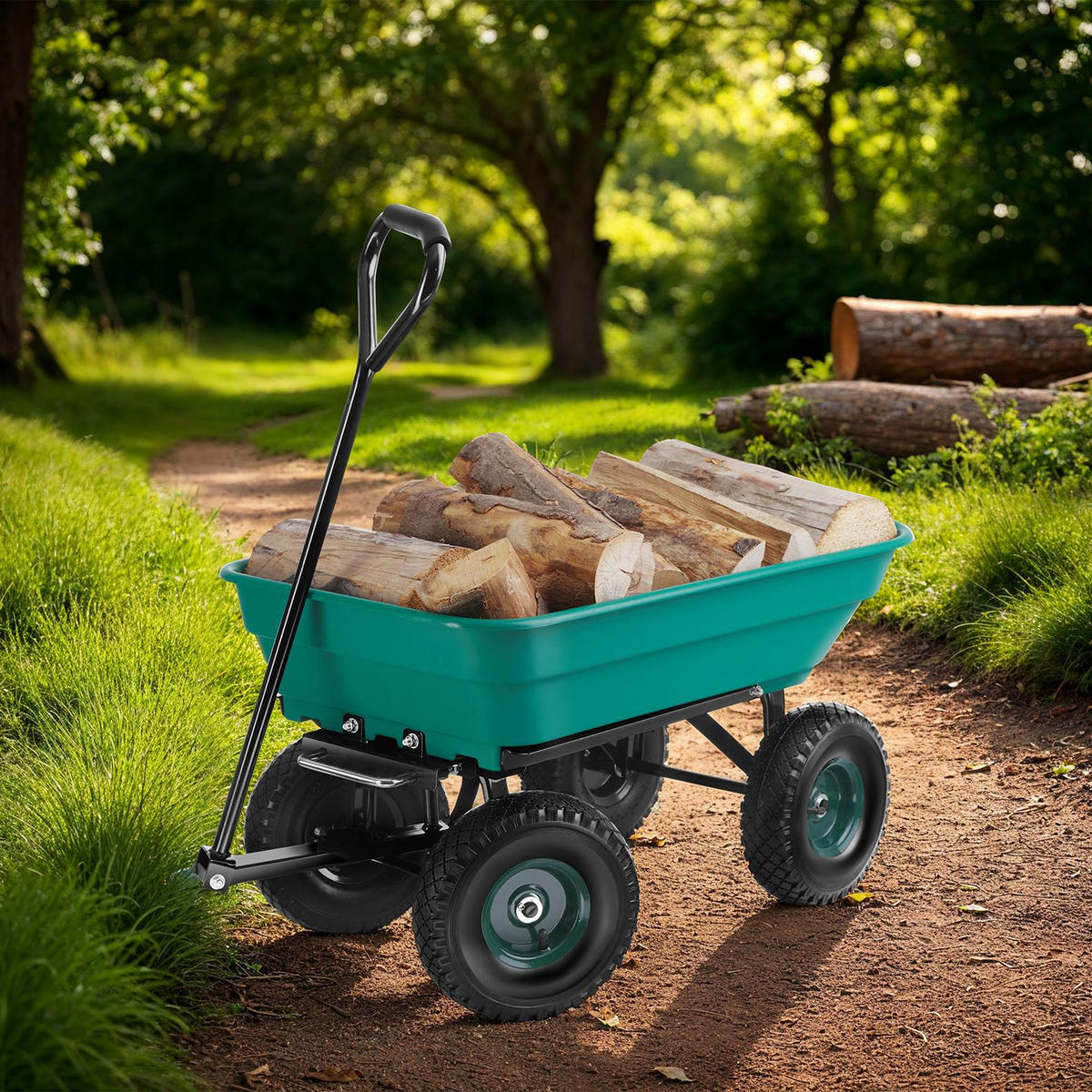 GARTENWAGEN Cubbi, Belastbarkeit 120 kg, grün - Grün, Metall (47.5/46/100cm) - tectake