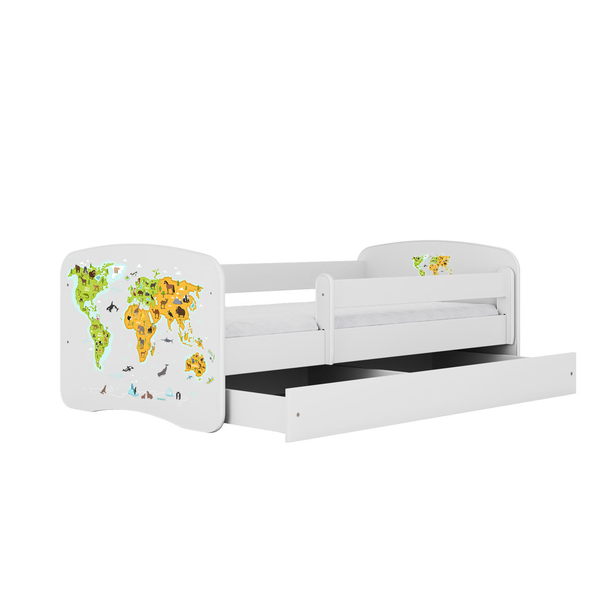 KINDERBETT Karte mit Schublade und Matratze 140/70 - Weiß, Holzwerkstoff (70/140cm) - RAUMHIRSCH FURNITURE
