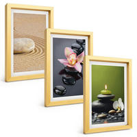 BILDER SET 3er Set - 20x30 cm Goldrahmen - Entspannende Zen-Steinmotive - Goldfarben, Kunststoff (20/30cm) - TULUP