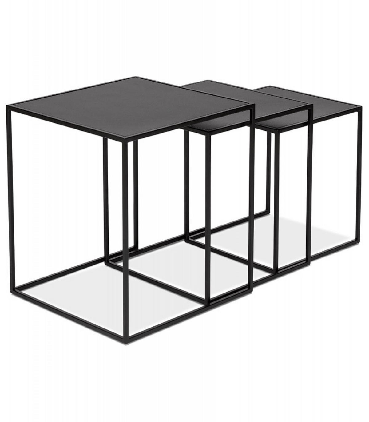 BEISTELLTISCH-SET Schwarz Holz Metall Stapelbar 50x50x50 45x45x45 40x40x40 cm - Schwarz, Holz/Metall (50/50/50cm) - KADIMA DESIGN