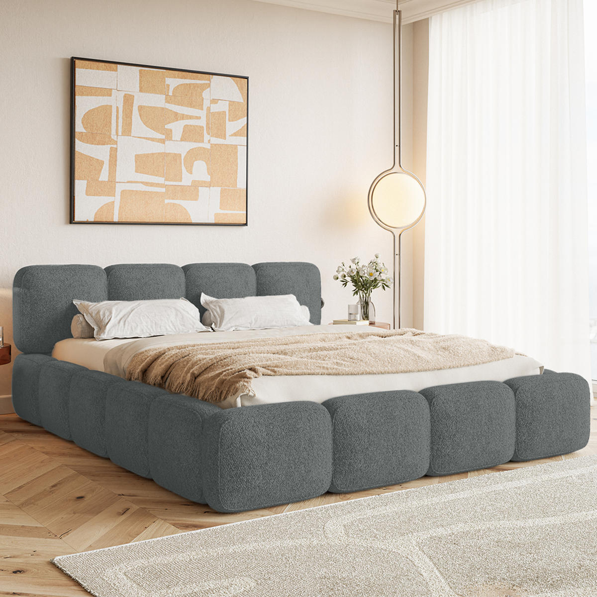 POLSTERBETT BALMONTE 140x200 cm, Dunkelgrau - Dunkelgrau, Textil (200/140cm) - Fedve