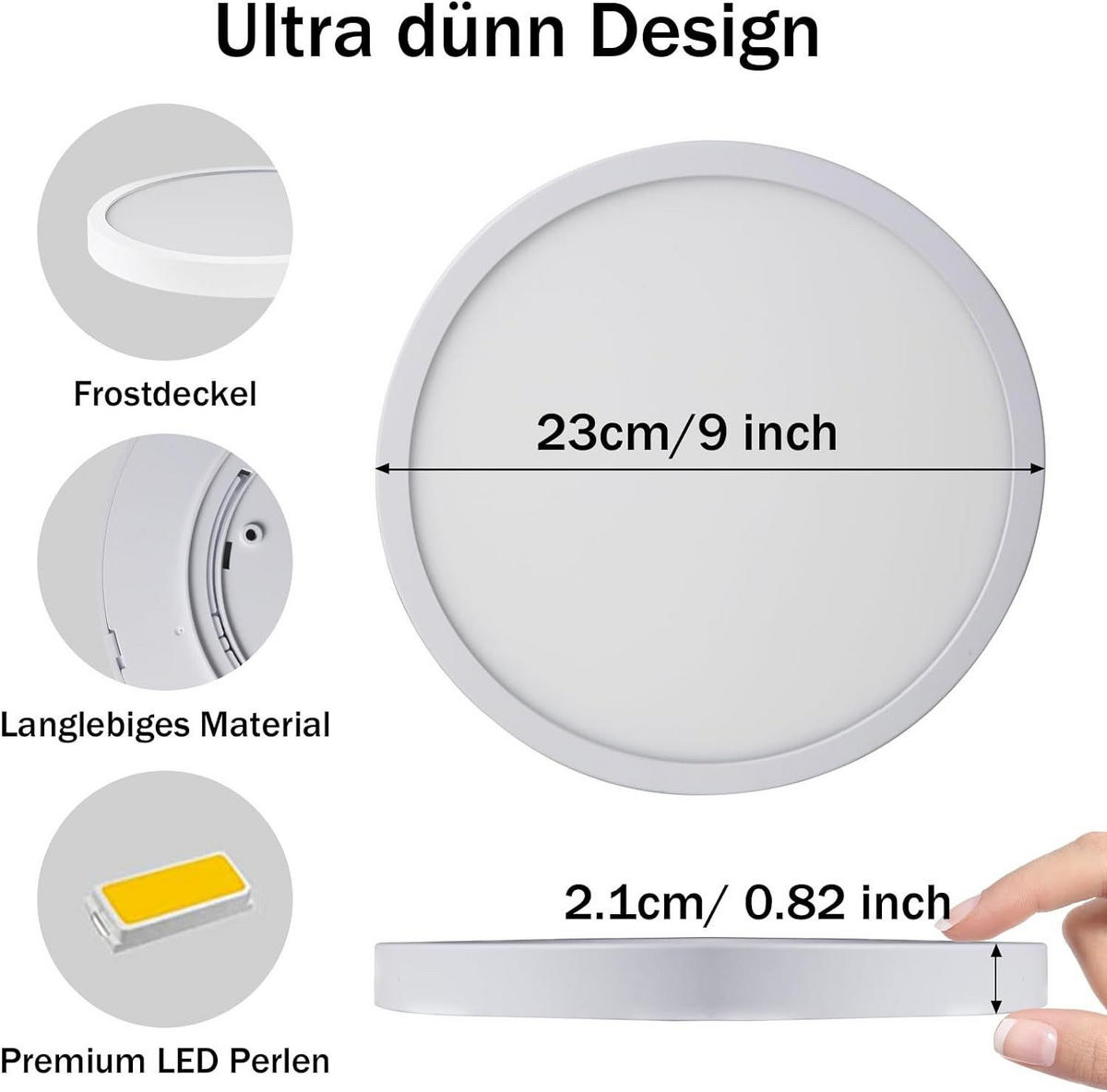 LED-DECKENLEUCHTE Hardy 23 cm - Weiß, Kunststoff (23/23/2.1cm) - Nettlife