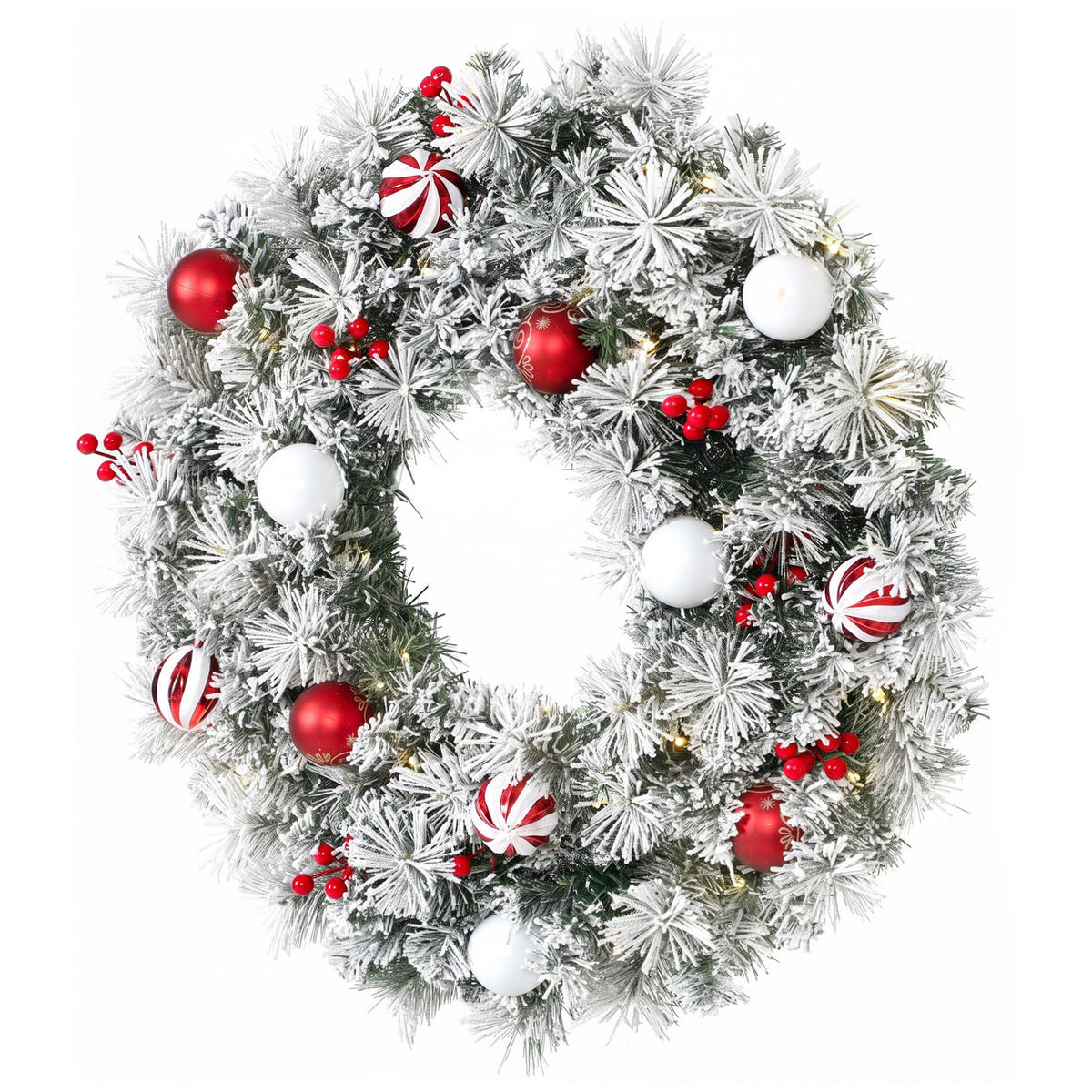 BELEUCHTETER Weihnachtskranz Grün 60.0/60.0/12.0 cm - Grün, Kunststoff (60cm)