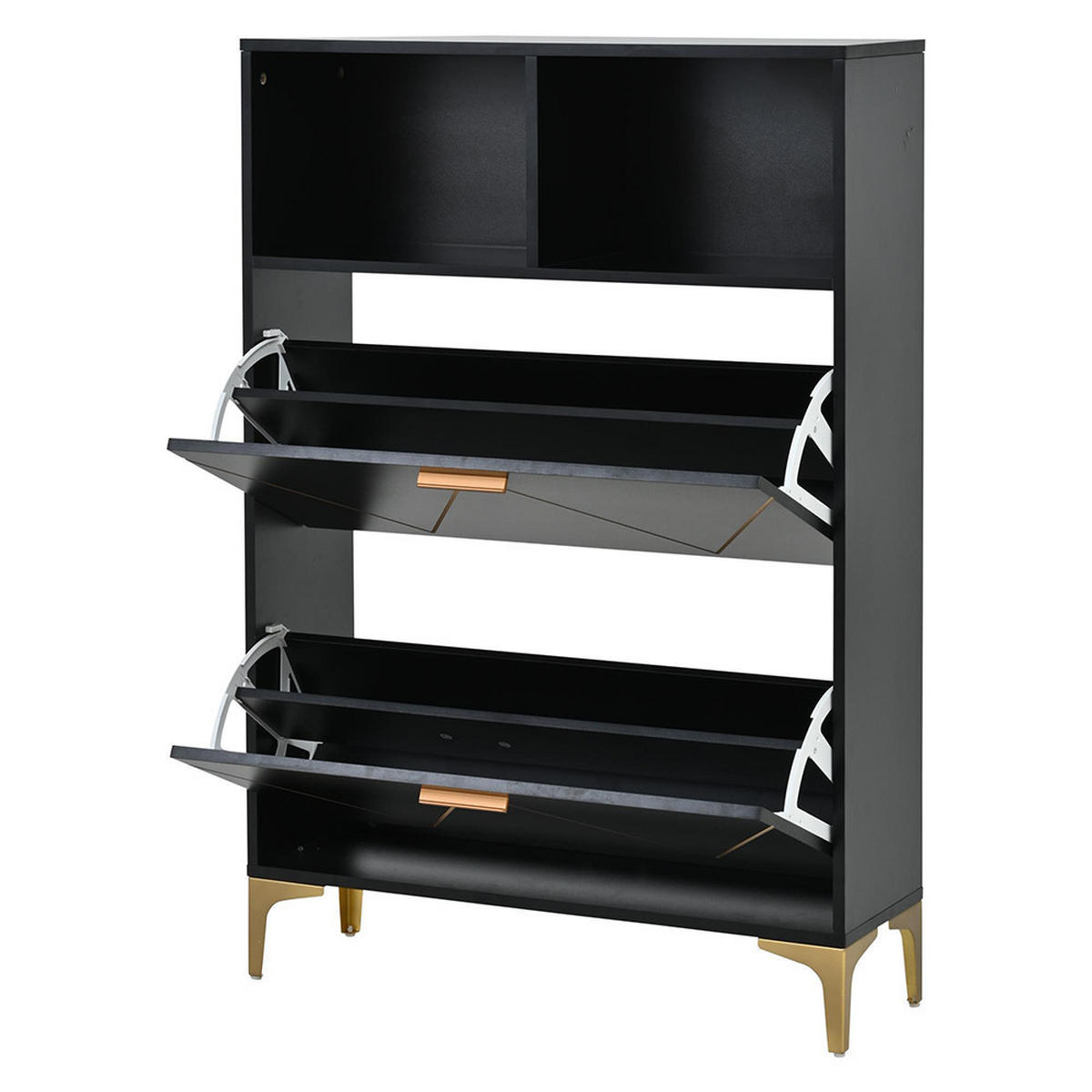 ORMAR ZA CIJELE 80x25x117cm s 2 donja preklopna vrata, MDF + metal - crna, drvni materijal (25/117/80cm) - KOMHTOM