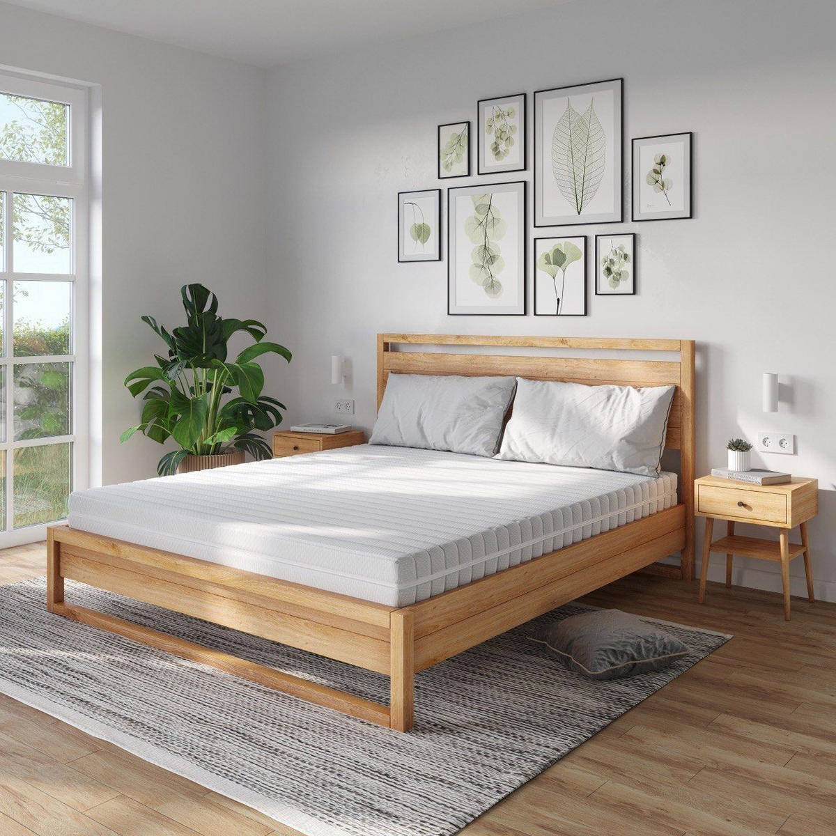 MATRATZE KSP-500 XXL – 7-Zonen-Kaltschaummatratze in Härtegrad 4, Bezug waschbar - Weiß, Holz (100/200cm) - Betten-ABC