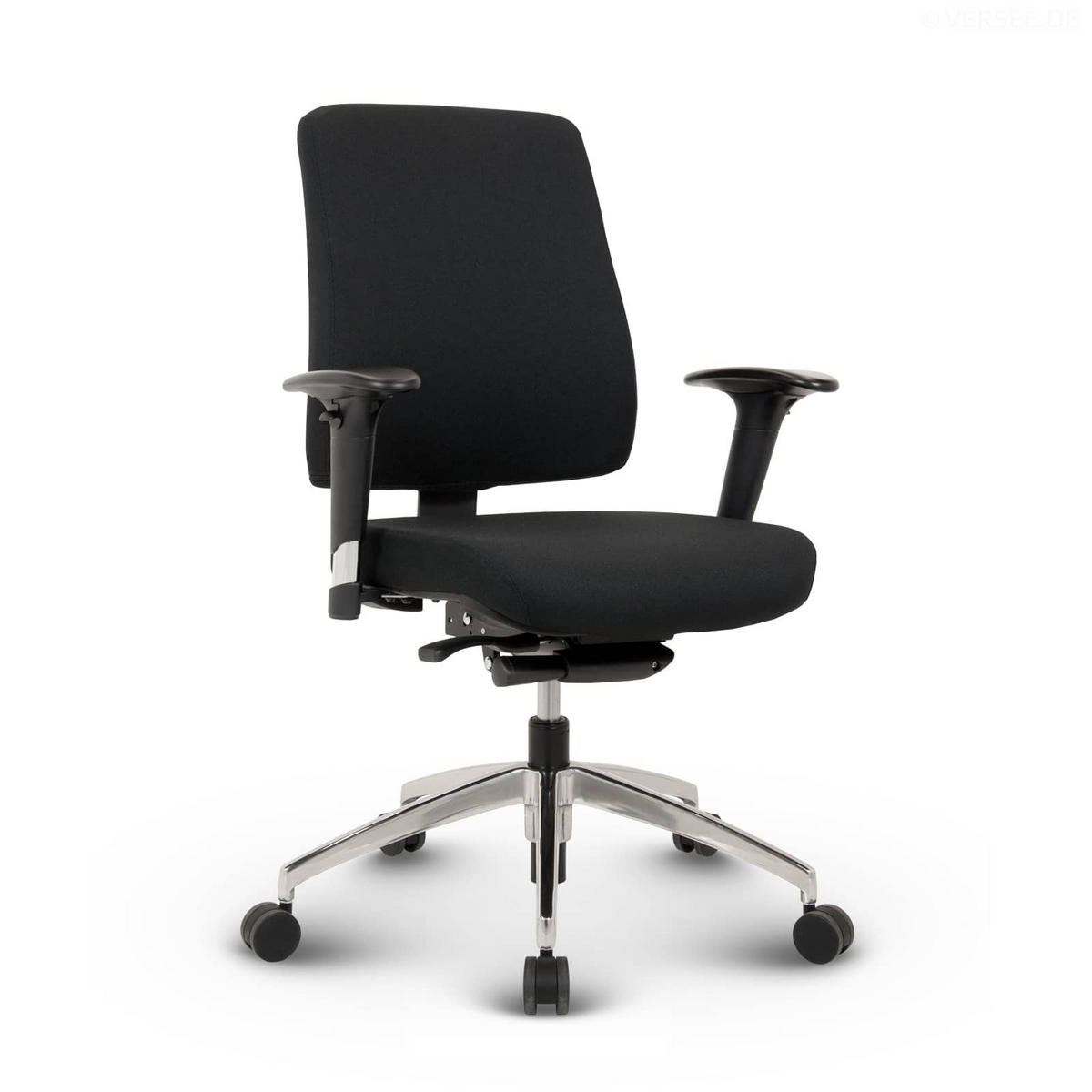 BÜROSTUHL Basic Stoff Schwarz - ergonomisch, 150 kg belastbar, Sitzhöhe 52-64 cm - Schwarz, Kunststoff/Textil (65/103/68cm) - Versee