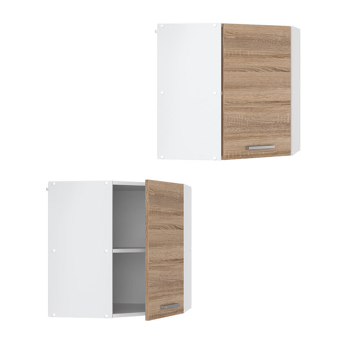 ECKHÄNGESCHRANK R-Line Sonoma 57 cm - Weiß/Sonoma Eiche, Holzwerkstoff (57/60/34.1cm) - Vicco