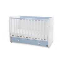BABYBETT Dream NEW 120 weiß blau 120 x 60 cm, Schaukelbett, Schreibtisch, Hubgitter, 2 Höhenpositionen - Blau, Holzwerkstoff (60/120cm) - Lorelli