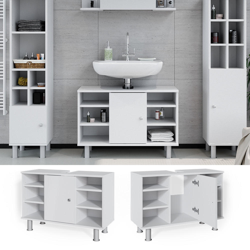 WASCHBECKENUNTERSCHRANK Fynn Weiß 80 x 54 cm - Weiß, Holzwerkstoff (80/54/32cm) - Vicco