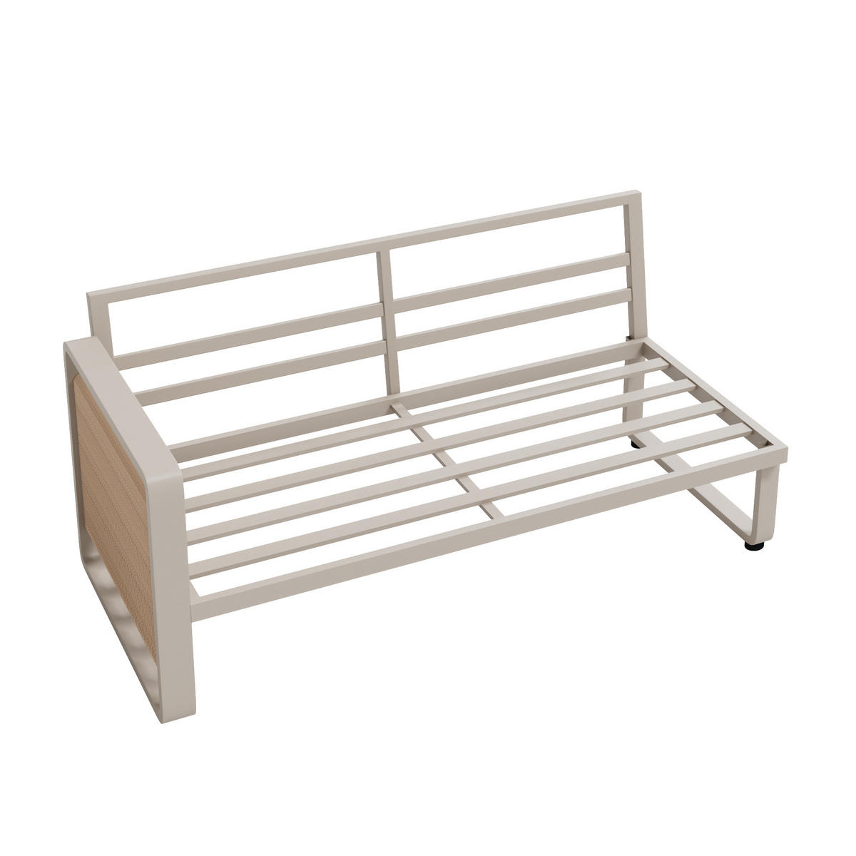 LOUNGEGARNITUR aus Metall & wasserabweisendem Stoff Beige mit verstellbaren Füßen - Beige, Metall - Modfu