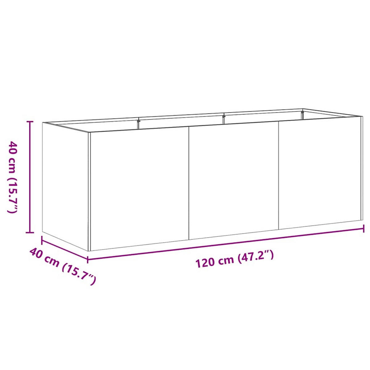 PFLANZGEFÄSS Anthrazit 120/40/40 Cm Kaltgewalzter Stahl - Anthrazit, Metall (120/40/40cm) - vidaXL