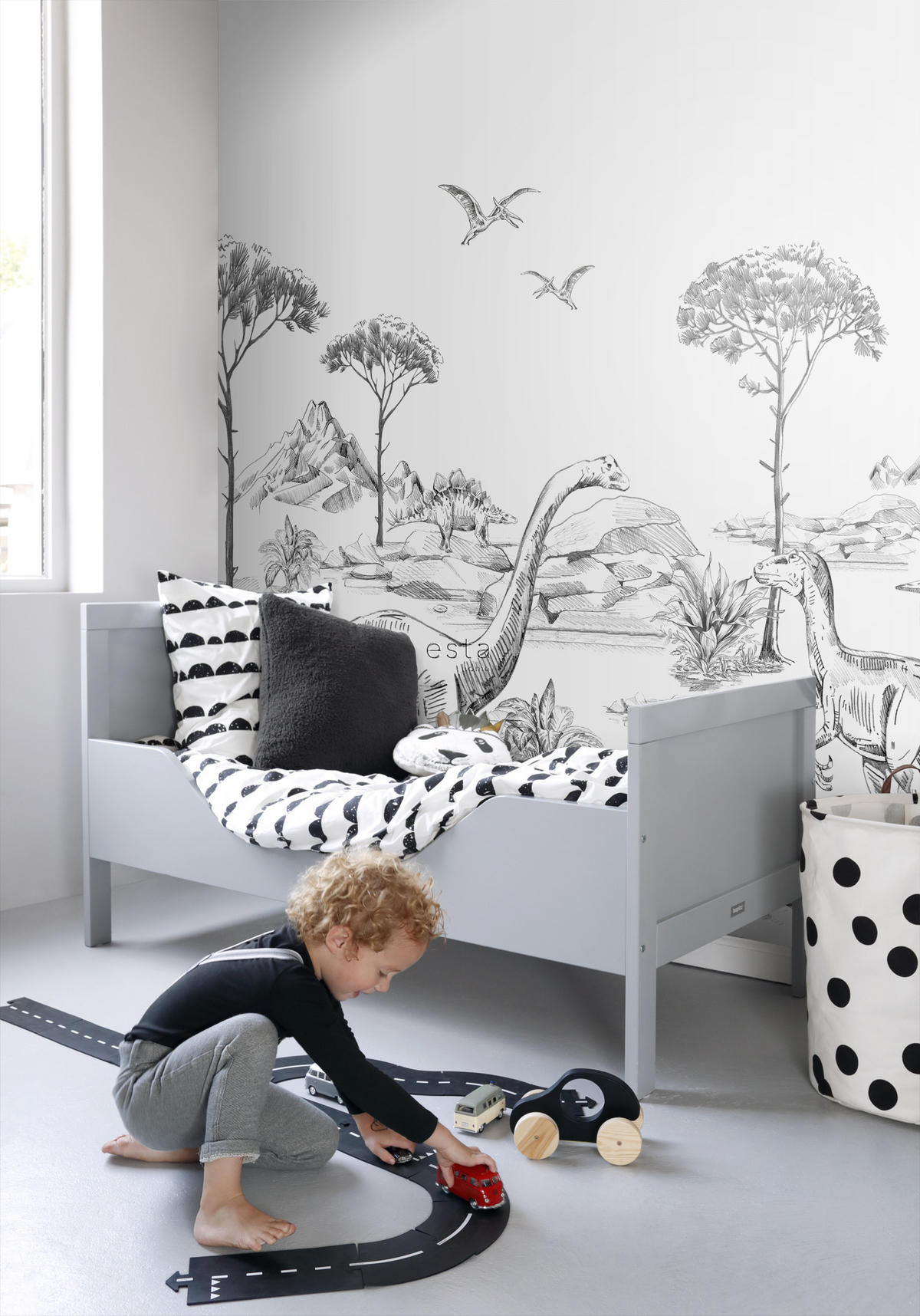 FOTOTAPETE Dinosaurier 300 x 279 cm - Schwarz, Papier (300/279cm) - ESTAhome