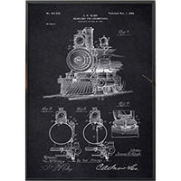 POSTER Eisenbahn Nägel Patent A3 Rahmenlos - Schwarz, Papier (29.7/5/42cm) - Nacnic