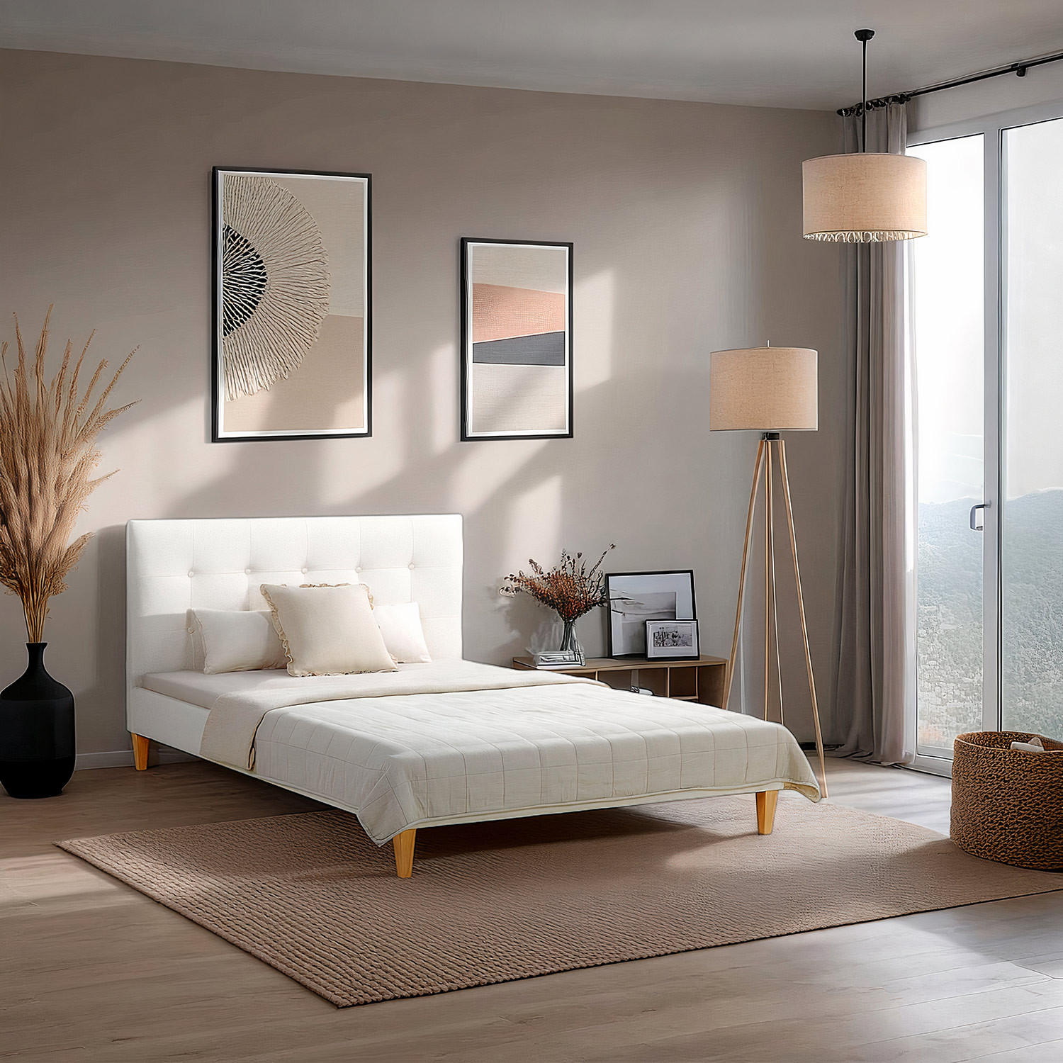 POLSTERBETT Bouclé mit Lattenrost 140/200 cm in Beige - Beige, Textil (140/200cm) - Homestyle4u