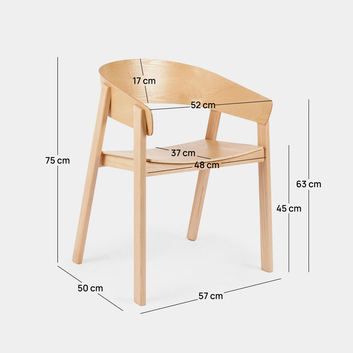 ESSZIMMERSTUHL Niha Natürlich 57 cm x 75 cm 2er-Set - Naturfarben, Holz (57/75/50cm) - Klast Home