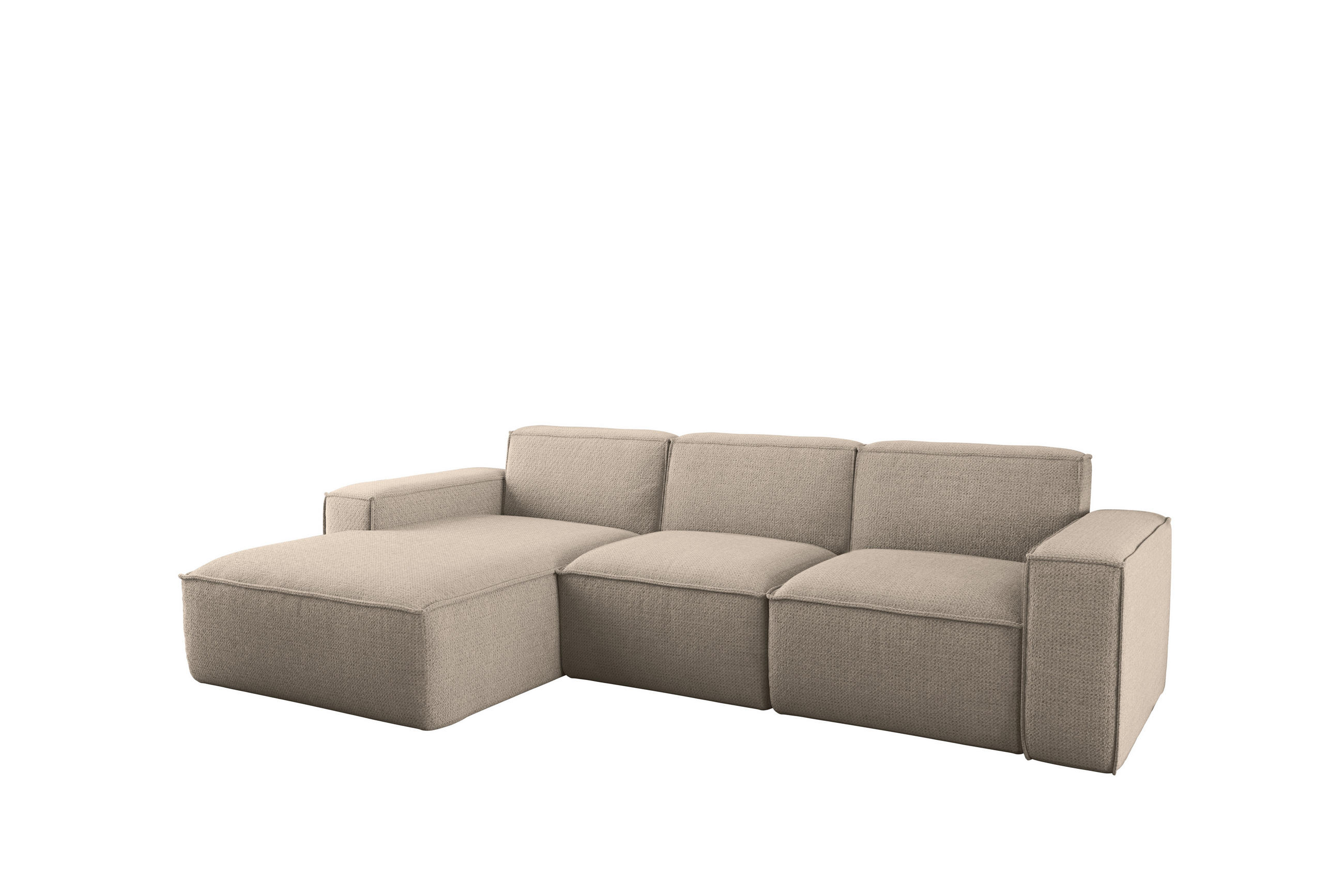 ECKSOFA L-Form Siena Stoff Artico Beige Links - Beige, Holz (165/266cm) - Kaiser Möbel