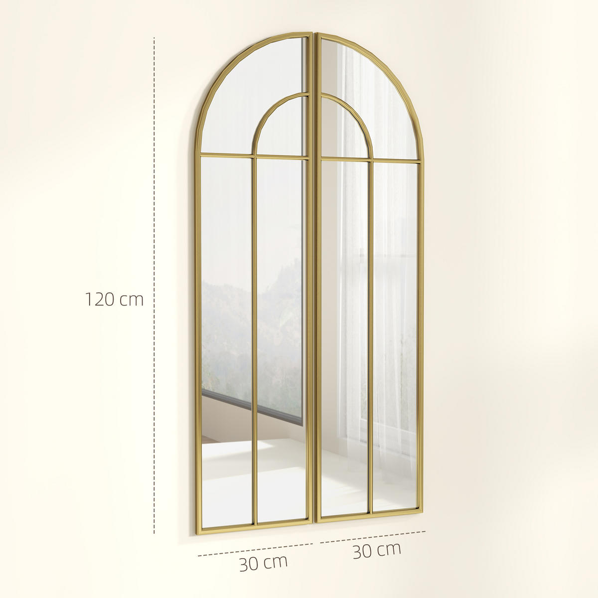 WANDSPIEGEL DE-14292 Bogenform 30x120 cm Gold - Goldfarben, Glas (30/120/3cm) - ComfortXL