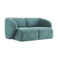 2-SITZER-SOFA Chenille Stoff Blau - Blaugrau/Schwarz, Holzwerkstoff/Kunststoff (174/75/94cm) - LaMiaSofa