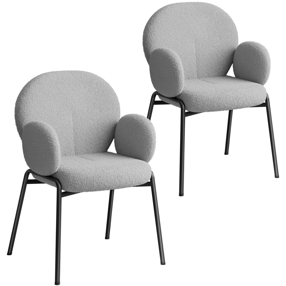 STUHL 2er Set Scandi Belastbarkeit 120 kg 61 5 x 62 x 90 - Hellgrau, Kunststoff (62/90/61.5cm) - tectake