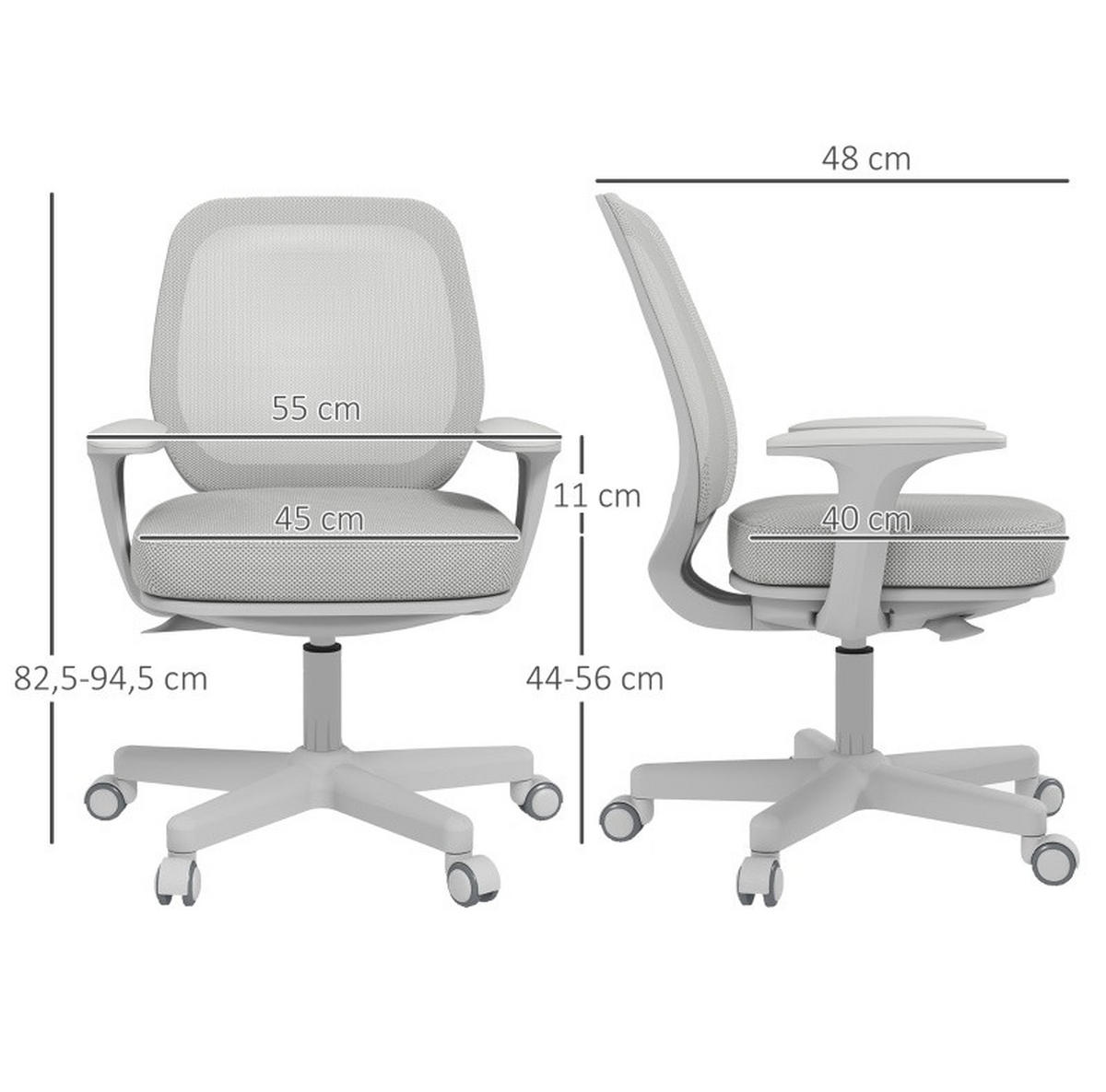 BÜROSTUHL ergonomisch höhenverstellbar 55 x 48 x 82,5-94,5 cm Grau - Grau, Kunststoff (48/94.5/55cm) - Meubliv