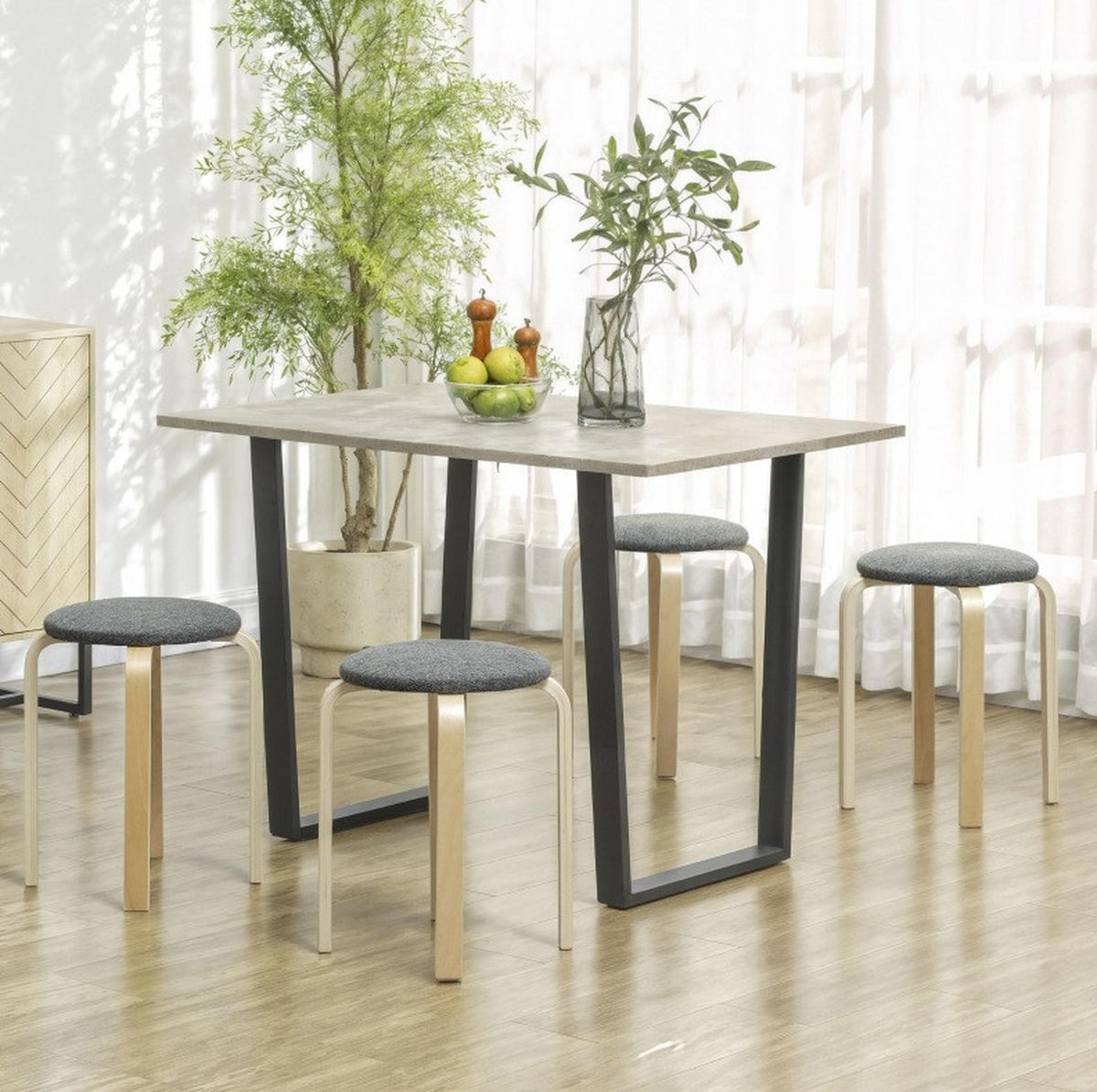 STAPELHOCKER 4er-Set 40/40/45 cm Grau aus Holz - Grau, Holz (40/45/40cm) - MIVRAY