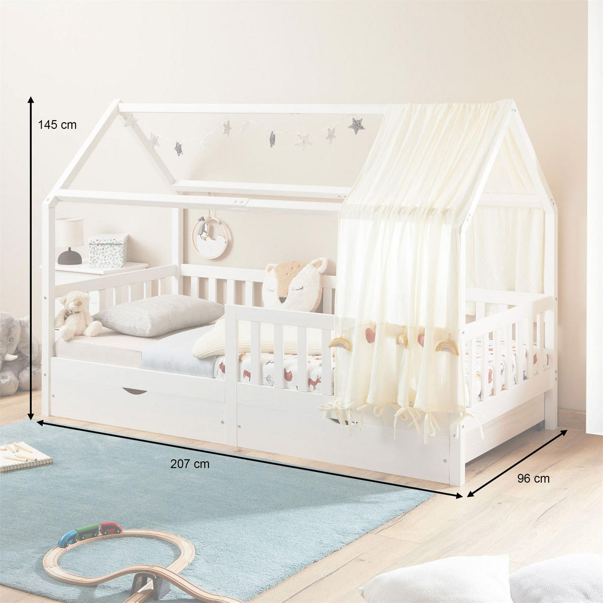 HAUSBETT NUNA 90X200 CM - Weiß, Holz (96/145/207cm) - IDIMEX