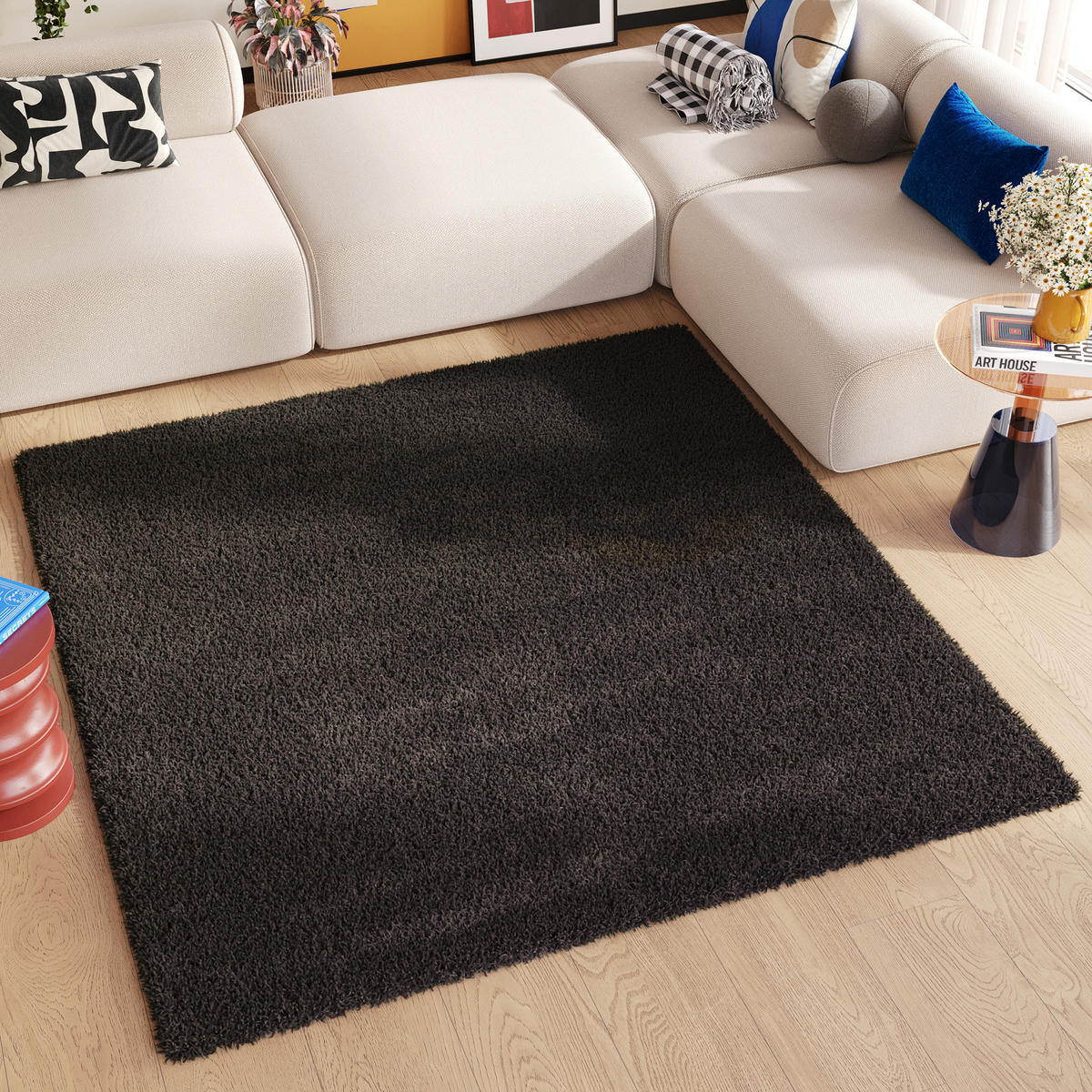 TEPPICH ESSENCE SQUARE Grau 160/160 cm - Mokka, Kunststoff (160/160cm) - Tapiso
